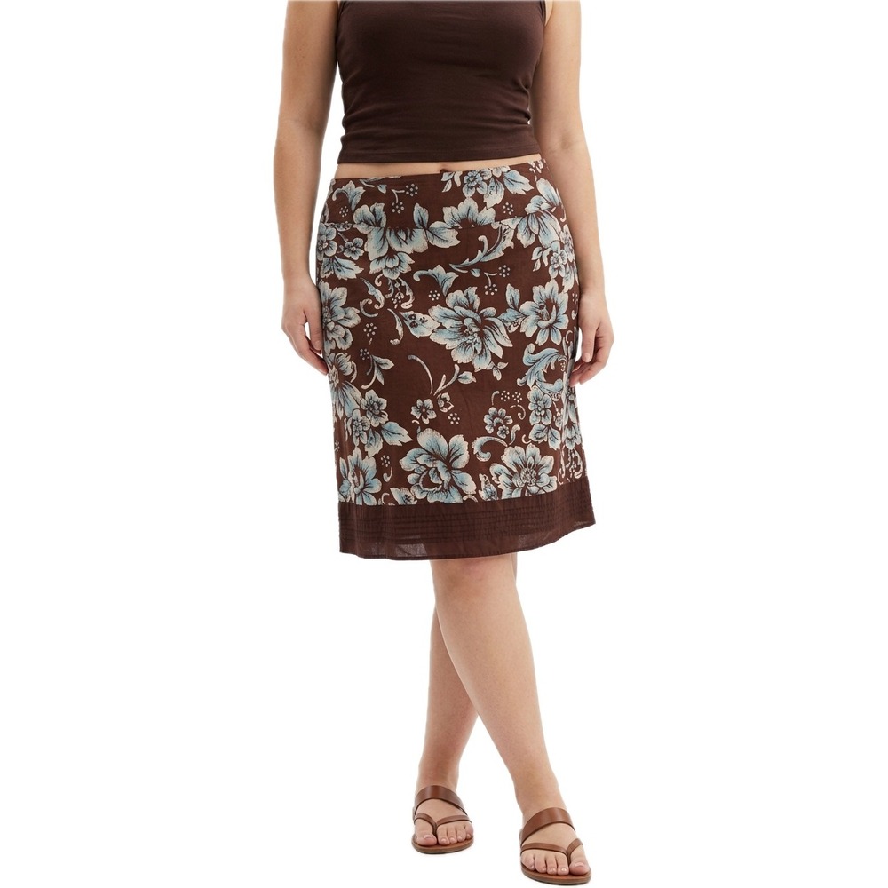 Coldwater Creek Floral Sequin A-Line Skirtβ Burgundy Blue Cotton Size 16